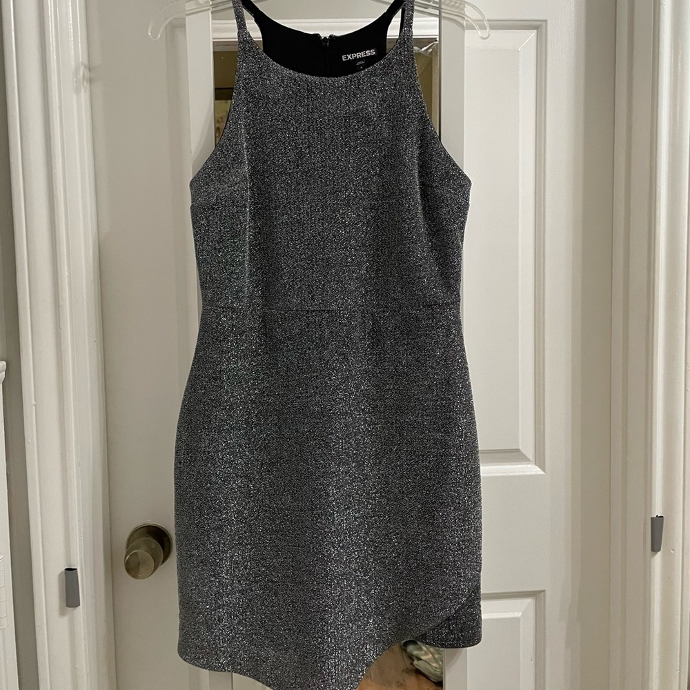 Express silver sparkle mini dress